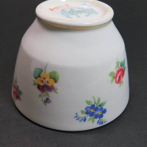 Crown Staffordshire Tea Cup & Saucer fine bone china Rose Pansy Gold Rim - Picture 12 of 16